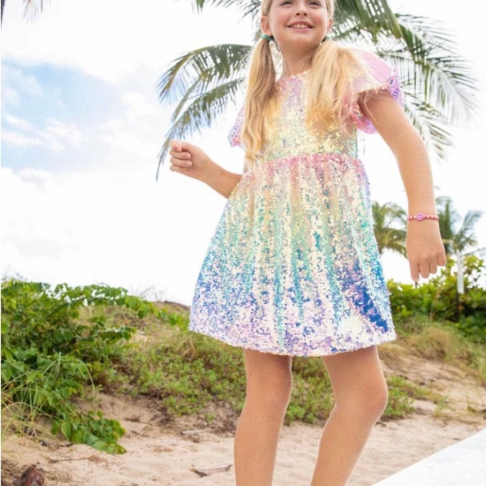 Lola and the Boys Sequin Ombre Pastel Dress Sz 4 Taylor swift party sparkle $68